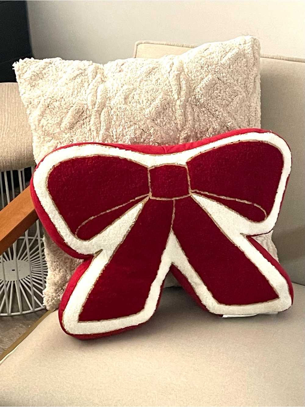 Holiday Red Bow Decorative Pillow by Palm Harbor Home